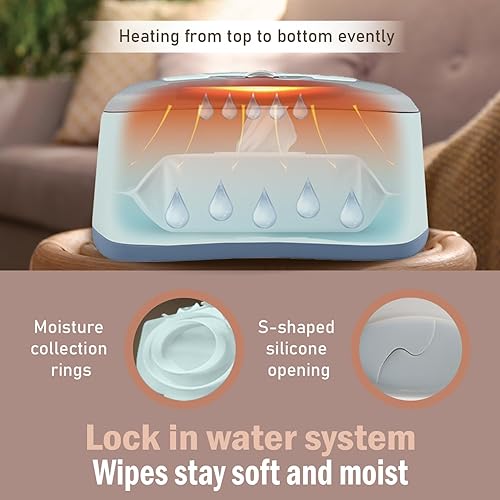 Baby Wet Wipe Warmer and Wet Wipe Dispenser, Holder and Case - with Easy Press On/Off Switch, Great Baby Gift (Blue/Grey) - Only At - Jamouz