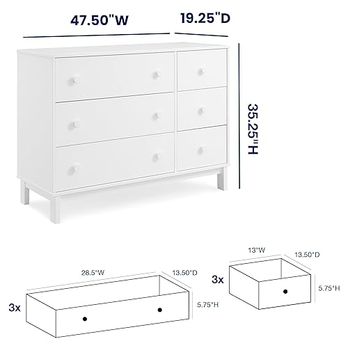 GAP babyGap Legacy 6 Drawer Dresser with Interlocking Drawers - Greenguard Gold Certified, Bianca White - Jamouz