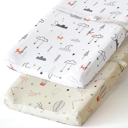 Stretchy Changing Pad Covers for Boys Girls,2 Pack Jersey Knit,Elephant & Whale - Jamouz
