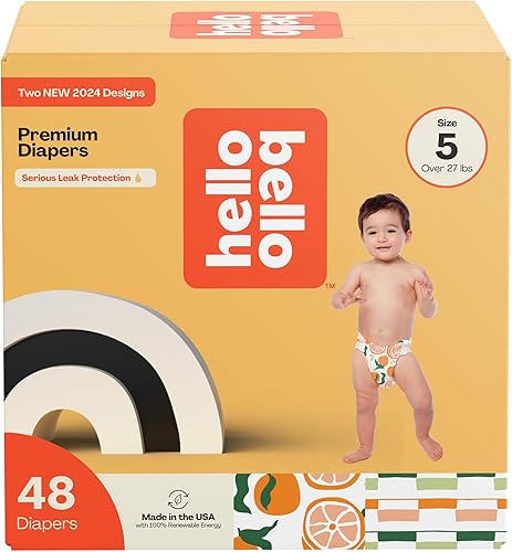 Hello Bello Premium Diapers Size 4, Honeysuckle Designs, 58ct Club Box, Hypoallergenic and Extra Absorbent - Jamouz
