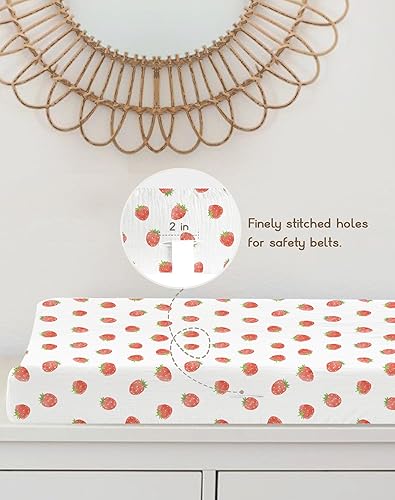 Changing Pad Cover for Baby Boy Girl 2 Pack, Muslin Changing Table Pad Covers with Boho Style, Neutral Nursery Bedding Essentials Soft and Breathable(Dusty Rose & Flower-A) - Jamouz