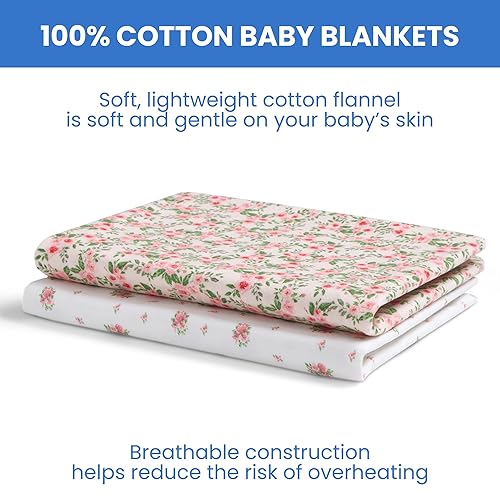 Delta Children 100% Cotton Flannel Baby Receiving Blankets for Girls and Boys – 30x30 Inches (Pack of 2), Safari Friends - Jamouz