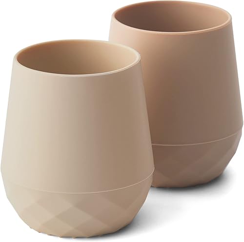 SAMiGO Silicone Baby Cups for 6-12 Months, Tiny Open Cups for Training and Water Drinking, Baby Led Weaning Supplies, 2 OZ - Jamouz