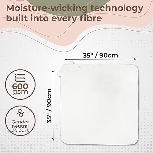 Toddler Bath Towel - Viscose from Bamboo & Cotton Blend for Delicate Skin - Super Soft Thick 600GSM - Ideal Toddler Boy and Girl Bath Essentials 35'x35' Bath Towel - Baby Towel with Hood - Jamouz