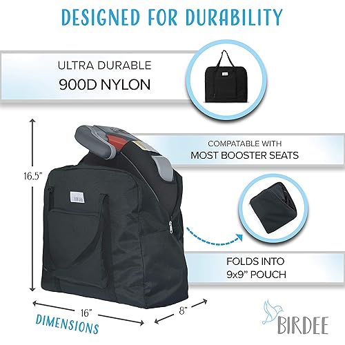 Birdee Durable Backless Booster Seat Travel Bag for Airplane Gate Check and Carrier for Travel - Fits GB Pockit and Most Lightweight Compact Folding Strollers - Jamouz