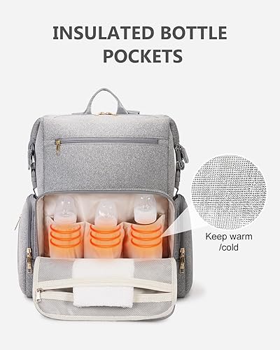 CEI-CEI Neoprene Diaper Bag Backpack with Changing Pad, Large Newborn Baby Maternity Bags Travel Tote with Insulated Pockets (Black) - Jamouz