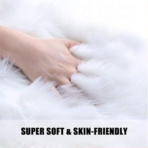 Faux Fur Sheepskin Heart Shaped Area Rugs, 12'x16' Luxurious Wool Love Floor Carpets Bathroom Non-Slip Mat for Home Decor Nursery Living Room Bedroom Pet Kids and Baby Room (Red) - Jamouz