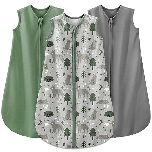 Yoofoss Baby Sleep Sack 6-12 Months Wearable Blanket for Babies 100% Cotton 2-Way Zipper TOG 0.5 Toddler Sleeping Sack 3 Pack, Soft Lightweight Sleep Sacks - Jamouz