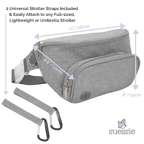 Suessie Fanny Pack Diaper Bag - with Baby Changing Pad & Waterproof Wipes Pocket - Stroller Organizer - Jamouz