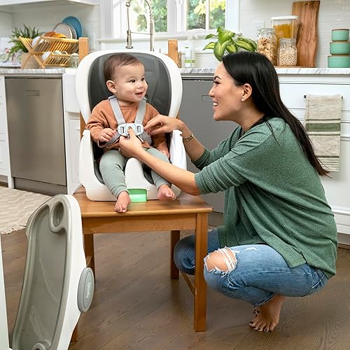 Ingenuity Full Course 6-in-1 High Chair - Baby to 5 Years Old, 6 Convertible Modes, 2 Dishwasher Safe Trays - Astro, 13108 - Jamouz