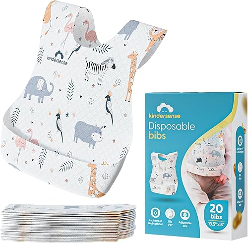 KinderSense® Disposable Baby Bibs for Feeding/Drooling – Travel Bibs for Baby | Absorbent + Leakproof Disposable Bibs Baby - Jamouz