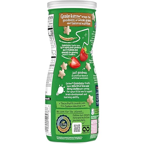 Gerber Baby Snacks, Organic Puffs, Peach, Baby Food, 1.48 Ounce (Pack of 6) - Jamouz