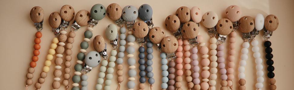 mushie baby silicone pacifier clip