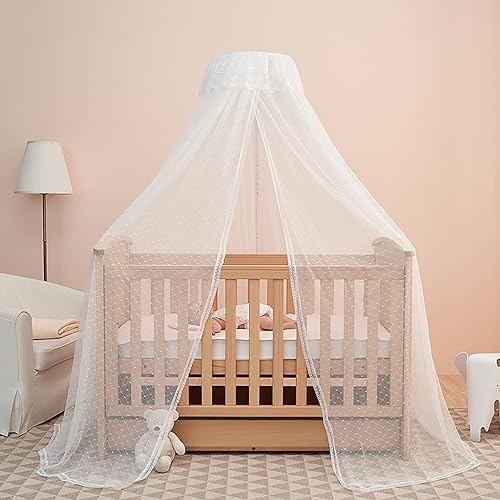 Baby Bed Canopy with Adjustable Clip-on Stand Baby Crib Cot Net Tent Hanging Dome Curtain Netting See Through Mesh Bed Cover Net Stand Rod - Jamouz