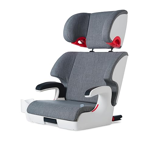 Clek Oobr High Back Booster Seat with Adjustable Headrest, Reclining Design, Latch System, and Retardant-Free Fabric, Railroad - Jamouz