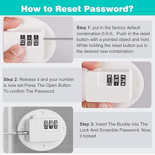 2 Pack Refrigerator Lock - Heavy Duty Combination Fridge Lock, Child Proof Cabinet Locks(Black) - Jamouz