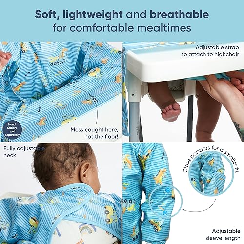 BIBaDO - Long Sleeve Baby Bibs - Babies & Toddlers 6-36 Months - Coverall Baby Led Weaning Bib - Easy Wipe, Soft & Waterproof - Jamouz