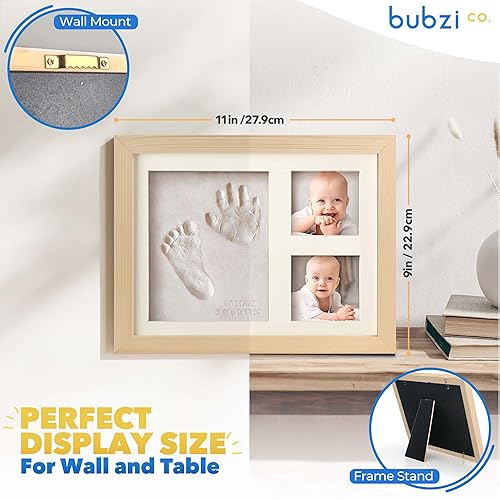Bubzi Co Baby Footprint Kit, Baby Foot and Hand Print Kit, Baby Keepsake Frame, Nursery Pictures Frames, Hand Print Mold Kit, New Mom Gifts, Baby Newborn Essentials Must Haves, Baby Shower Gifts - Jamouz