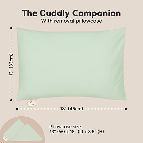 Toddler Pillow with Pillowcase - 13x18 My Little Cuddly Pillow, Viscose Derived From Bamboo Nursery Toddler Pillows for Sleeping,Kids Pillow,Small Travel Pillows,Mini Toddler Bed Pillow (Meadow) - Jamouz