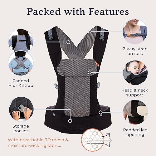 Beco Baby Carrier Gemini Newborn to Toddler-Front, Back and Hip Seat Carrier,Baby Carrier Backpack & Baby Front Carrier with Adjustable Seat,Ergonomic Baby Holder 7-35lbs (Grey) - Jamouz
