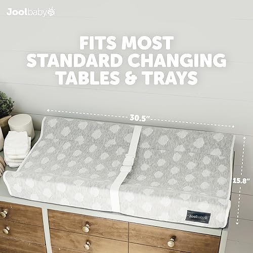 Jool Baby Soft Changing Pad + Washable Cover, Non-Slip - Fits Standard Changing Tables & Dressers (Gray) - Jamouz