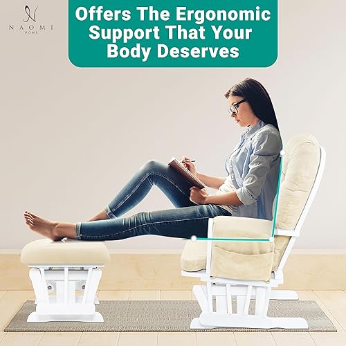 Brisbane Nursery Glider & Ottoman Sets, Glider Recliner Nursery Rocking Chair, Nursery Glider Rocker with Ottoman, Reclining Gliders & Chairs for Breastfeeding, Maternity, Napping, Espresso/Cream - Jamouz