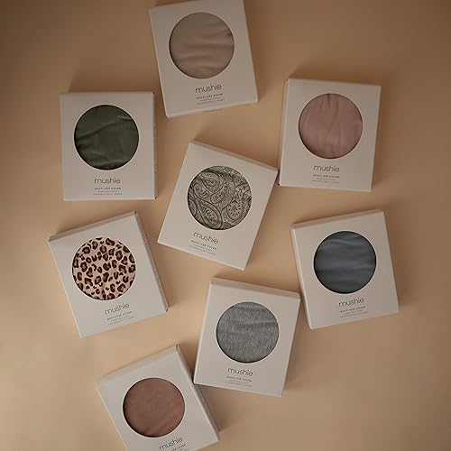 mushie Baby Car Seat Canopy Cover | Breathable & Stretchy Multi Use Cover for Breastfeeding, Nursing, High Chair, Shopping Cart, Strollers (Fog) - Jamouz