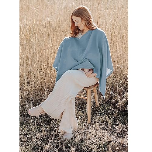 Konssy Muslin Nursing Cover for Breastfeeding, 360° Full Privacy Breathable 100% Cotton Breastfeeding Cover, Multi-use Carseat Canopy - Jamouz