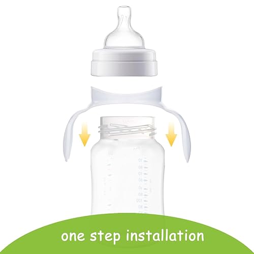 Replacement Bottle Handles Compatible with Avent Anti-Colic Bottle Series (White & Blue, 6 Pack) - Jamouz