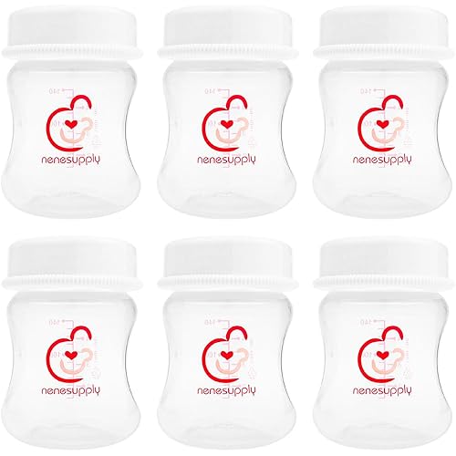 Nenesupply 4.7oz Wide Neck Breast Pump Bottles Use as for Pumping with Spectra S1 S2 Pumps. Pump. Breastmilk Storage and Collection (Pack of 6) - Jamouz