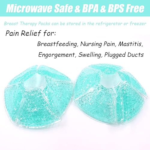 Breast Therapy Ice Packs, Hot and Cold Breast Pads, Breastfeeding Essentials Large Gel Bead Packs for Moms, 2 Pack - Jamouz