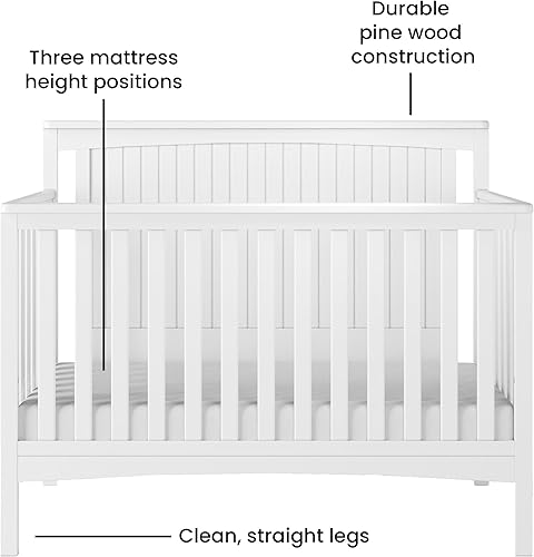 Child Craft Scout 4-Piece Nursery Set, Includes 4-in-1 Convertible Crib, Dresser with Changing Table Topper, Cozy Glider, and Toy Box (Matte White) - Jamouz