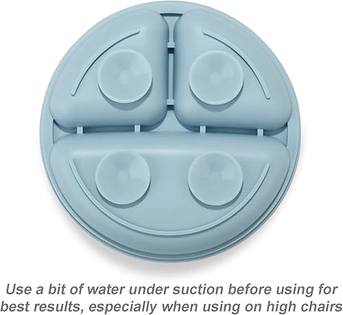 PandaEar Divided Unbreakable Silicone Baby and Toddler Plates - 3 Pack - Non-Slip - Dishwasher and Microwave Safe - Silicone (Blue Green Brown) - Jamouz