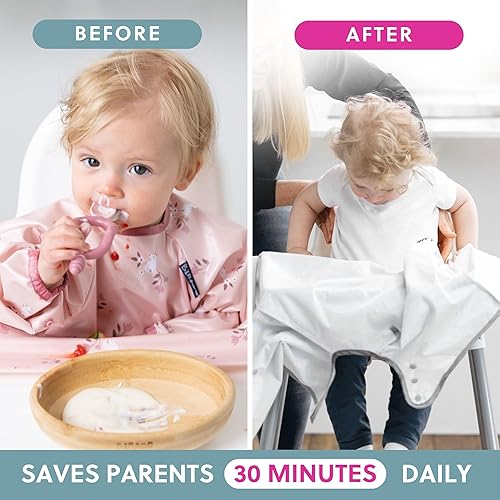 BIBaDO - Long Sleeve Baby Bibs - Babies & Toddlers 6-36 Months - Coverall Baby Led Weaning Bib - Easy Wipe, Soft & Waterproof - Jamouz