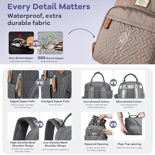 RUVALINO Diaper Bag Backpack, Multifunction Travel Pack Maternity Baby Changing Bags, Large Capacity, Waterproof, Black - Jamouz