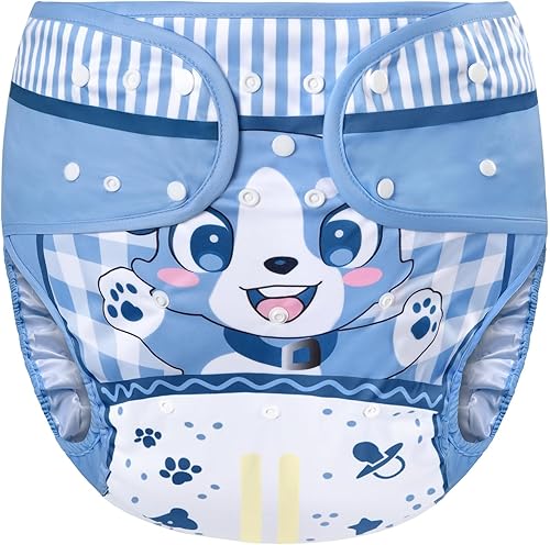 Littleforbig Washable Adjustable Reusable Waterproof Cloth Adult Diaper Wrap Cover- Little Blue M - Jamouz