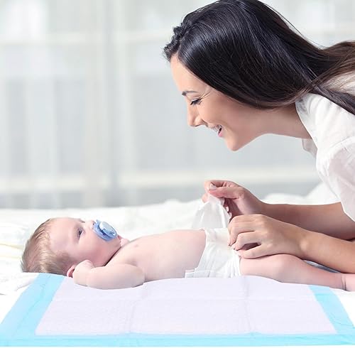 Rocinha 100 Count Disposable Changing Pads 24'' x 17'' Baby Disposable Underpads Waterproof Diaper Changing Pad Breathable Underpads Bed Table Protector Mat, - Jamouz