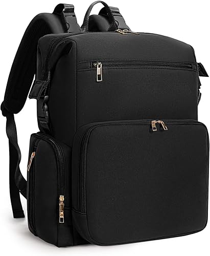 CEI-CEI Neoprene Diaper Bag Backpack with Changing Pad, Large Newborn Baby Maternity Bags Travel Tote with Insulated Pockets (Black) - Jamouz