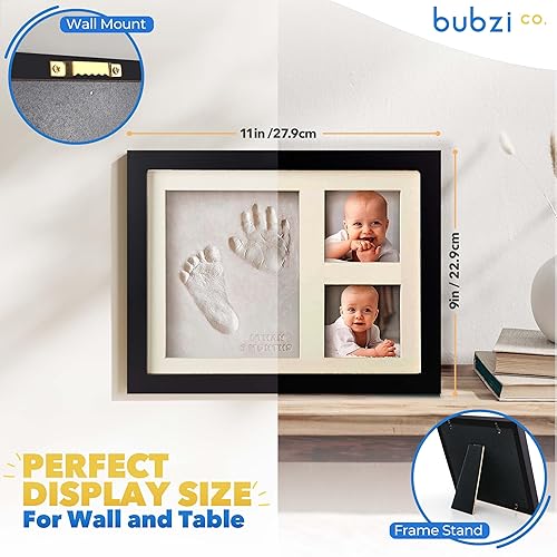 Bubzi Co Baby Footprint Kit, Baby Foot and Hand Print Kit, Baby Keepsake Frame, Nursery Pictures Frames, Hand Print Mold Kit, New Mom Gifts, Baby Newborn Essentials Must Haves, Baby Shower Gifts - Jamouz