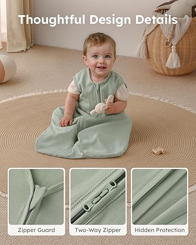 Yoofoss Baby Sleep Sack 6-12 Months Wearable Blanket for Babies 100% Cotton 2-Way Zipper TOG 0.5 Toddler Sleeping Sack 3 Pack, Soft Lightweight Sleep Sacks - Jamouz