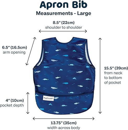 Tiny Twinkle Mess Proof Baby Bib - Waterproof Toddler and Baby Apron Bib - Machine Washable - PFAS and BPA Free - Jamouz