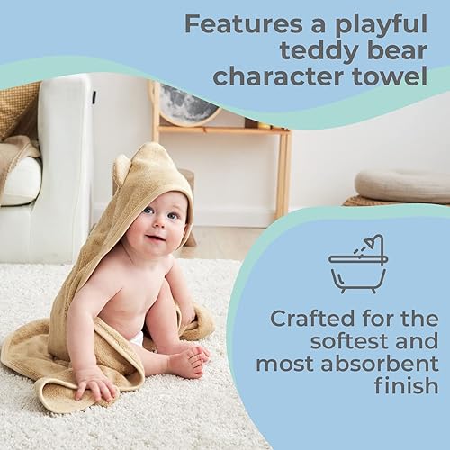 Toddler Bath Towel - Viscose from Bamboo & Cotton Blend for Delicate Skin - Super Soft Thick 600GSM - Ideal Toddler Boy and Girl Bath Essentials 35'x35' Bath Towel - Baby Towel with Hood - Jamouz