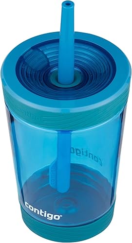 Contigo Kids Spill-Proof 14oz Tumbler with Straw and BPA-Free Plastic, Fits Most Cup Holders and Dishwasher Safe, 2-Pack Strawberry Cream & Blue Raspberry - Jamouz