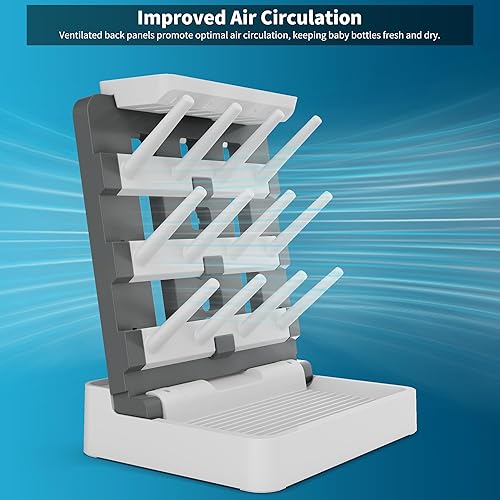 Baby Bottle Drying Rack, Vertical Standing Bottle Dryer Rack Holder-Space Saving Baby Bottle Drying Rack for Countertop-Holds Up to 12 Baby Bottles & Cup - Jamouz