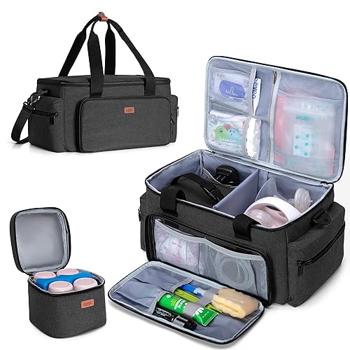 Luxja Breast Pump Bag with Cooler Bag Compatible with Spectra S1 and S2, Pumping Bag for Breast Pump and Extra Parts (Suitable for Home, Work or Travel Use), Black - Jamouz