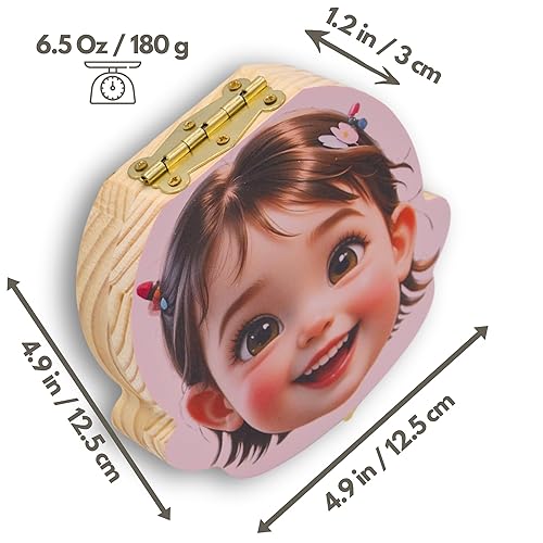 Baby Tooth Fairy Keepsake Box - Personalized Wooden First Teeth Holder, Kids Lost Tooth Storage and Saver with Lanugo Bottle, Baby Shower & Birthday Gift for Boys - Jamouz