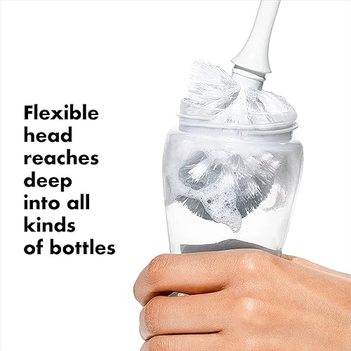 OXO Tot Bottle Brush with Nipple Cleaner, Gray, 1 Count (Pack of 1) - Jamouz