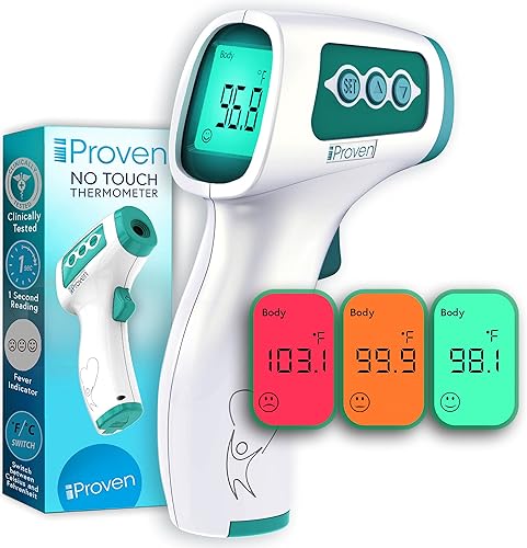 Infrared Forehead Thermometer for Adults and Infants, FSA HSA Eligible, Touchless iProven Thermometer, 1sec Instant Accurate Readings, 3 in 1 Including Fever Alarm, Silent & Memory Mode - Jamouz
