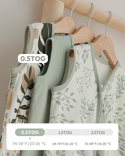 Yoofoss Baby Sleep Sack 6-12 Months Wearable Blanket for Babies 100% Cotton 2-Way Zipper TOG 0.5 Toddler Sleeping Sack 3 Pack, Soft Lightweight Sleep Sacks - Jamouz