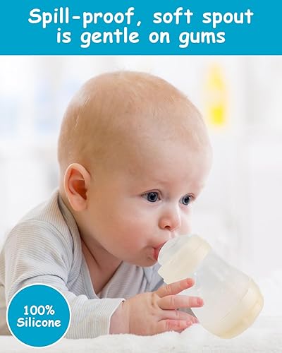 Sippy Cup Nipples for Mam Baby Bottles, Soft 100% Silicone Sippy Spout Nipples, Variable Flow, 6m+, 3 Count - Jamouz